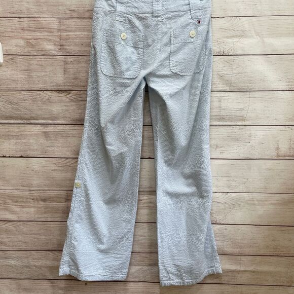 VINTAGE TOMMY HILFIGER SEERSUCKER CONVERTIBLE PANTS IN BLUE AND WHITE STRIPES - Picture 5 of 10